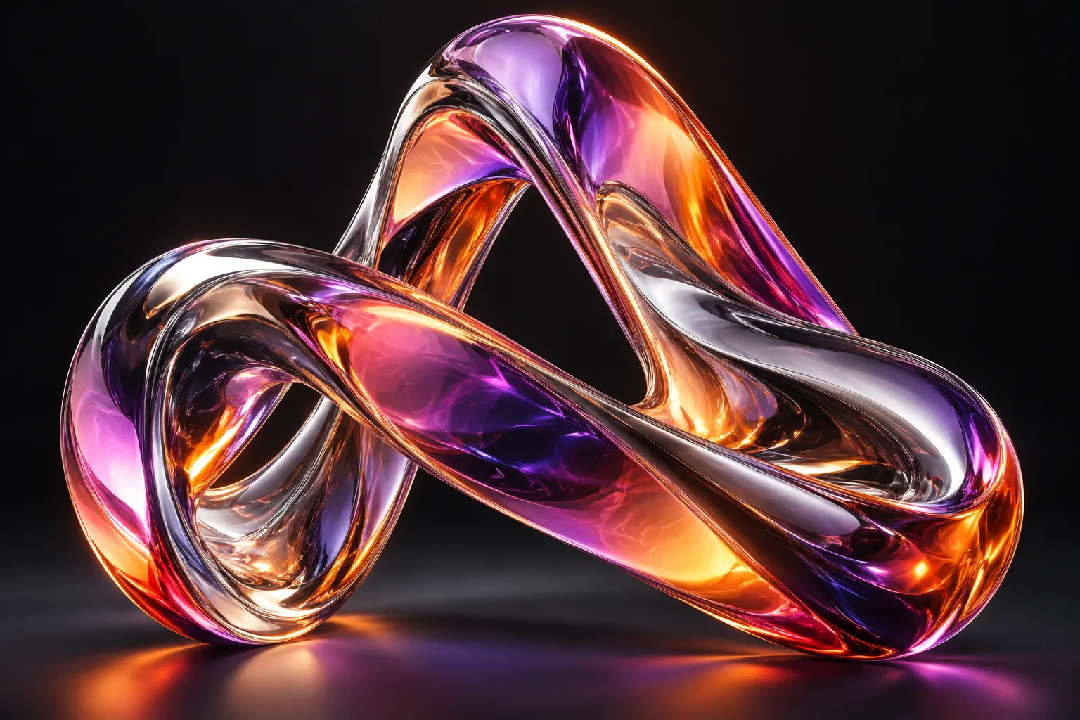 Iridescent flowing sculpture representing AlphaTech enterprise software and AI solutions